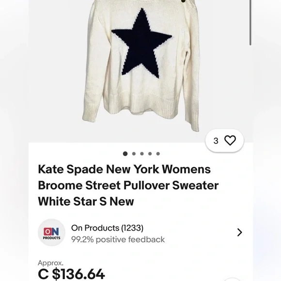 Kate Spade White Star Turtleneck Sweater - Picture 15 of 15